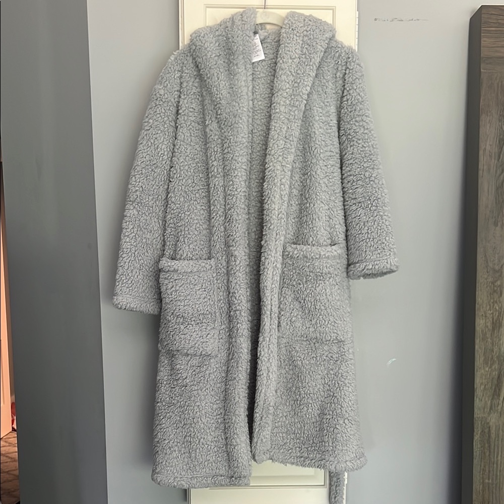 Pottery Barn Teen Cozy Ice Blue Sherpa Hooded Robe XS/S *New Without Tags*